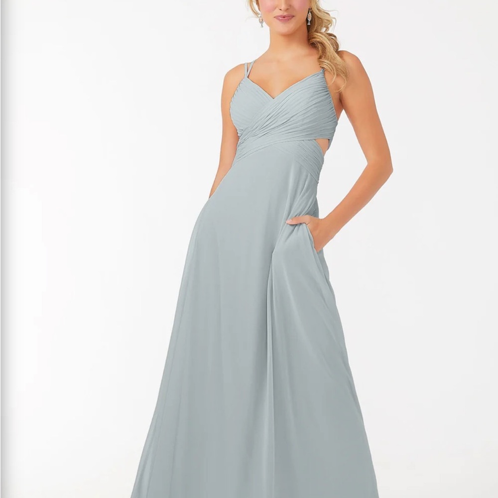 Dove Grey Morilee Wrapped Cutout Chiffon Bridesmaid Dress